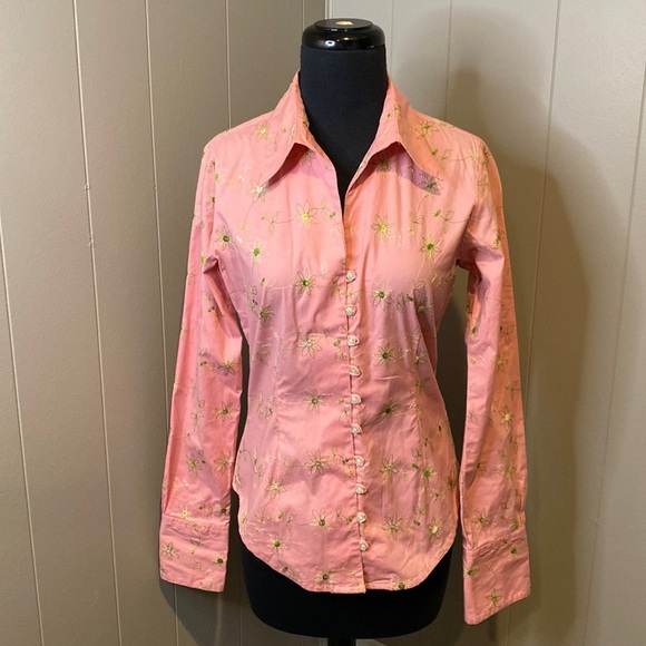 Johnny Cotton Women’s 2 Casual Button Down Shirt Floral Buttons Embroidered - Picture 1 of 5